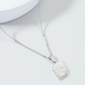 Collana con ciondolo Mahjong d'argento e incisione del carattere cinese Fa - Color Acciaio