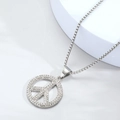 Hiphop zilveren vredesteken hanger ketting met fonkelende kristallen en box-ketting - Zilver