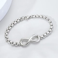 Bracciale a catena box argento con simbolo infinito da uomo e chiusura a moschettone - Argento