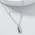 Minimalist titanium steel rectangular silver brick necklace with a mirror-polished finish - Steel