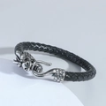 Bracciale da uomo intrecciato con testa di drago e chiusura in metallo su base minimale - Stile Testa di Drago Nero