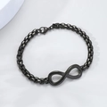 Dettaglio del bracciale con simbolo dell'infinito gunmetal e catena veneziana quadrata - Nero