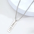 Collana minimalista in acciaio inossidabile con ciondolo targhetta militare fasi lunari - Color Acciaio