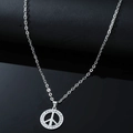 Collana con pendente simbolo della pace in acciaio inossidabile e cristalli pavé - Argento