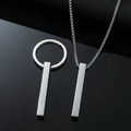 Minimalist silver hip-hop pendant necklace with box chain on black reflective surface - Silver