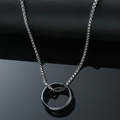 Collana da uomo minimalista in acciaio inossidabile con ciondolo ad anello liscio - Argento