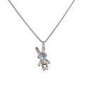 Collana con coniglio meccanico in pietra di luna con catena d'argento e ciondolo blu - Coniglio meccanico