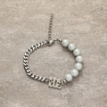 Gothische letter B hanger op gemengde schakelketting en grijze parelarmband voor mode - Letter Splitsstijl (BB0047s)