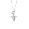 Minimalist silver whale pendant necklace with detailed textures on a fine cable chain - Striped