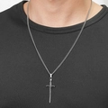 Punk stijl herenketting met schedel zwaard hanger van zilverkleurig roestvrij staal - Zilver Lang Zwaard