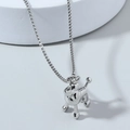 Collana con ciondolo barboncino 3D argento e catena box lucida per moda femminile - Stile Barboncino