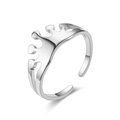 Polished silver adjustable crown ring for men made of minimalist stainless steel - Silver