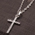 Elegant silver cross necklace with pavé cubic zirconia on a classic O-chain - Silver