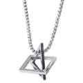Unisex silver geometric pendant necklace with box chain in polished stainless steel - Titanium Steel Necklace / Silver (Box Chain)