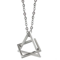 Unisex silver geometric interlocking triangle square steel necklace with O-chain - Titanium Steel Necklace / Silver (O-Chain)