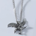 Collana vintage con ciondolo aquila ad ali spiegate in acciaio inossidabile - Argento
