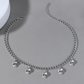 Men's punk skull pendant necklace in silver alloy with gothic cuban chain and skulls - Silver