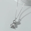 Collana con ciondolo astronauta in argento lucido e catena a croce stile trendy - Ciondolo Astronauta (2021092709) / Argento