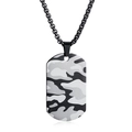 Herren Hip-Hop Camouflage Dog-Tag Anhänger Halskette mit schwarzer Boxkette auf Weiß - Schwarz Camouflage