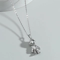 Collier avec pendentif astronaute en argent poli et chaîne à maillons fins pour homme - Argent