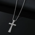 Polished silver alloy cross pendant necklace with classic ball chain for a gothic punk style - Silver