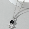 Hip hop silver astronaut pendant necklace with black helmet detail on minimalist chain - Silver (Meditating Astronaut)