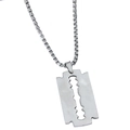 Collana punk in acciaio inossidabile argento con ciondolo a lametta retrò e catena a scatola - Catena Box Argentata