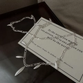 Minimalist S925 sterling silver Figaro chain necklace featuring olive leaf pendants - Bamboo Leaf Style (XL001) / 925 Silver