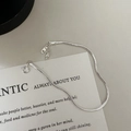 Bracciale a catena serpente minimalista in argento sterling S925 con ciondolo in perla - Argento 925 / Stile Lungo (7SL52)
