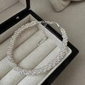 Elegantes S925 Sterlingsilber Perlenarmband mit dreisträngigem Webdesign in Geschenkbox - Dreifachsträngiges Rundperlengeflecht(SLS095) / 925er Silber