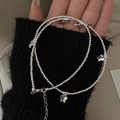 Minimalistisches S925 Sterlingsilber Perlenarmband mit Schmetterlingsanhängern auf Stoff - Schmetterling Stil (35TL14) / 925er Silber