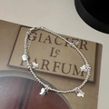 Bracciale minimalista in argento S925 con perline e cinque pendenti a farfalla fini - Argento 925 / Argento (14SL45)