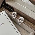 Orecchini a perno con spirale a conchiglia in argento sterling S925 su scatola di legno vintage - Stile Texture a Spirale (EHZ007) / Argento 925