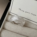 Minimalist S925 sterling silver multilayered line wrap ring on a gift card background - Adjustable Open / Frosted Multi-layer Woven Style (JZX032)
