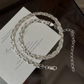 Three-layer braided S925 sterling silver snake chain necklace with lobster clasp - Silver Triple Layer Braided Style (XL139) / 925 Silver