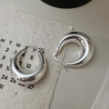 Massive S925 Sterlingsilber C-Creolen mit minimalistischer, hochglanzpolierter Oberfläche - Minimalistischer polierter klobiger Reifen (EHZ011) / 925er Silber