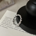 Minimalist S925 sterling silver ring featuring a unique beaded texture and glossy finish - Adjustable Open / Beaded Texture Heart Style (JZX014)