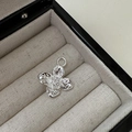 Minimalist S925 sterling silver four-petal flower pendant with realistic textured petals - Silver Flower Pendant (DZ085)