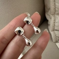 Minimalist S925 silver geometric drop earrings featuring a polished mirror finish surface - 925 Silver / Silver