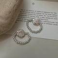 Minimalistische S925 zilveren kralenring met witte rooshanger en parelmoer in vintage stijl - Verstelbaar Open / Witte Roos Stijl (30JZ45)