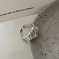 Polierter S925 Sterlingsilber Herz-Knoten-Ring mit offenem minimalistischem Design - Einstellbar Offen / Silber (JZX045)