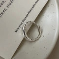 Minimalist S925 sterling silver croissant ring with pleated texture and adjustable open band - Croissant Twisted Style (JZX054) / Adjustable Open