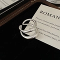 Minimalistischer doppellagiger S925 Sterlingsilber Ring mit matter gebürsteter Oberfläche - Einstellbar Offen / Doppelschichtig Matt Stil (JZX044)