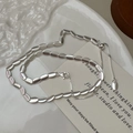 S925 sterling silver adjustable frosted bead necklace with minimalist retro design - 925 Silver / Frosted Bean Style (XL032)
