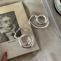 Minimalist S925 sterling silver knotted hoop earrings with irregular double layer design - Retro Knot Twisted Hoop Earrings (EHZ060) / 925 Silver