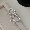 Orecchini a cuore in argento sterling S925 opaco con design a nodo di nastro - Stile Nodo a Cuore (EHZ039) / Argento 925