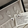 Minimalist S925 sterling silver sphere drop earrings with polished finish in a jewelry box - 925 Silver / Mirror Polished Ball Style (EHZ040)