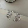 Ohrringe aus S925 Sterlingsilber mit floralem Tropfendesign und hochglanzpolierter Oberfläche - Gänseblümchen Blütenblatt Fächerform Stil (EH007) / 925er Silber