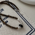 Collana in argento S925 con perle occhio di tigre marroni, perla bianca e design sasso - Stile Occhio di Tigre Marrone (37TL44) / Argento 925