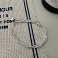 Bracciale a doppio strato in argento sterling S925 con perline sfaccettate - Catena di perline intagliata a doppio strato minimalista (15SL24) / Argento 925